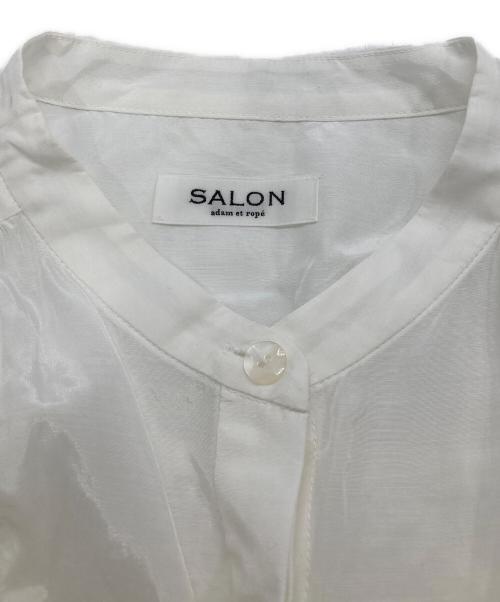SALON adam et rope'（サロンアダムエロペ）SALON adam et rope' (サロンアダムエロペ) ノースリーブギャザーフレアーブラウス ホワイト サイズ:freeの古着・服飾アイテム
