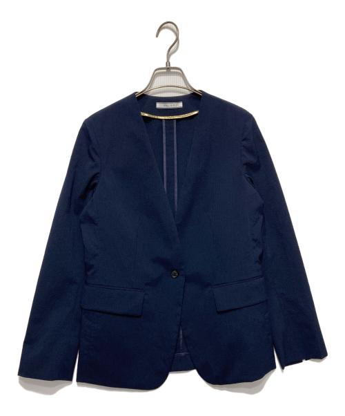 BEIGE（ベイジ）BEIGE (ベイジ) NEMESIA/ソフトサッカーノーカラージャケット ネイビー サイズ:4の古着・服飾アイテム