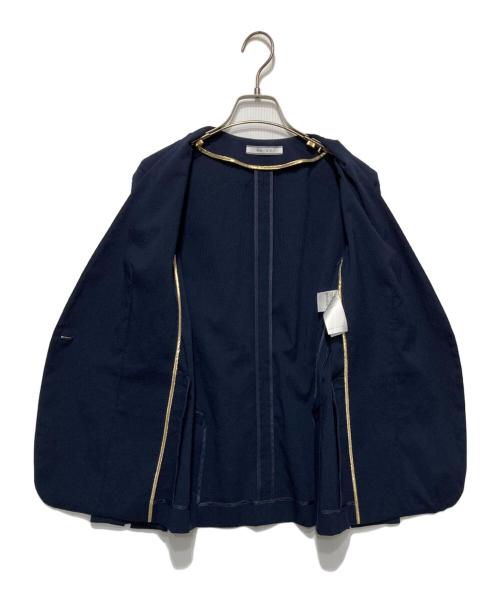 BEIGE（ベイジ）BEIGE (ベイジ) NEMESIA/ソフトサッカーノーカラージャケット ネイビー サイズ:4の古着・服飾アイテム