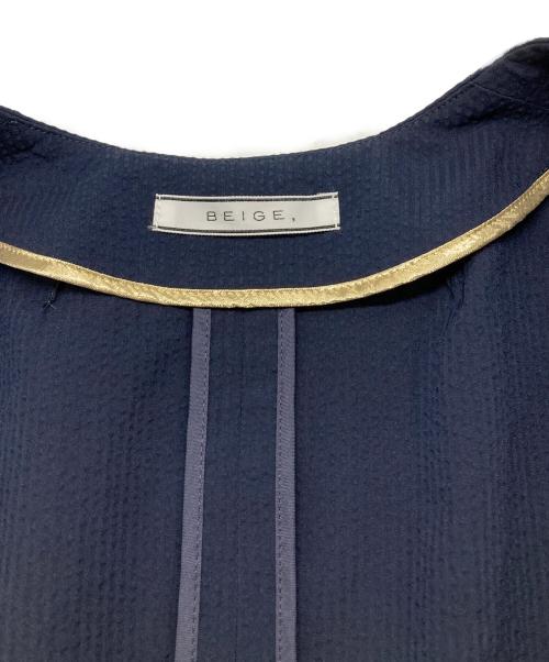 BEIGE（ベイジ）BEIGE (ベイジ) NEMESIA/ソフトサッカーノーカラージャケット ネイビー サイズ:4の古着・服飾アイテム