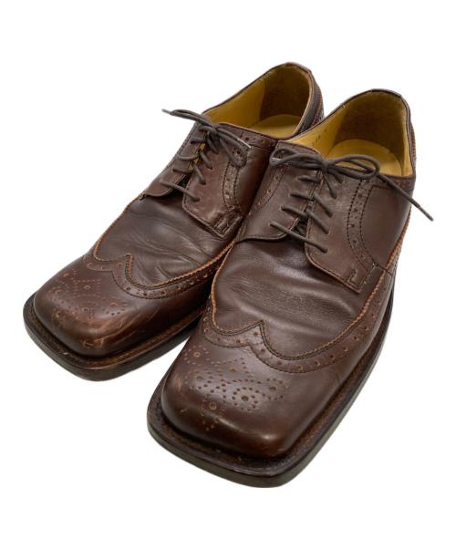 KATHARINE HAMNETT（キャサリンハムネット）KATHARINE HAMNETT (キャサリンハムネット) スクエアトゥウイングチップシューズ ブラウン サイズ:9の古着・服飾アイテム