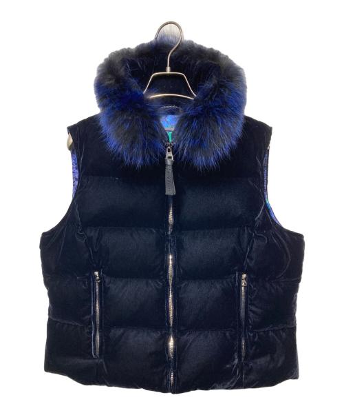 ELIE TAHARI（エリータハリ）ELIE TAHARI (エリータハリ) フォックスファーダウンベスト ネイビー サイズ:Sの古着・服飾アイテム