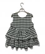 anuansアニュアンス）の古着「プレイドダブルフリルブラウス」｜ホワイト×ブラック