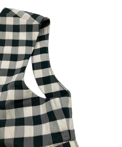 anuans（アニュアンス）anuans (アニュアンス) プレイドダブルフリルブラウス ホワイト×ブラック サイズ:Fの古着・服飾アイテム