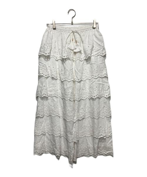 TSUHARU by samansa Mos2（ツハル バイ サマンサモスモス）TSUHARU by Samansa Mos2 (ツハル バイ サマンサモスモス) ティアードスカラップレースパンツ ホワイト サイズ:フリーの古着・服飾アイテム