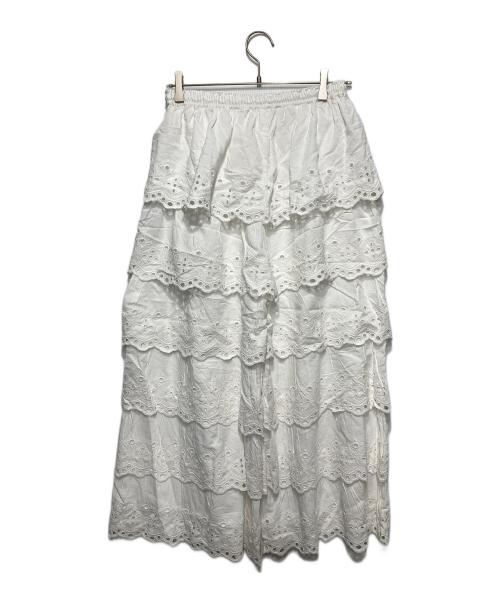 TSUHARU by samansa Mos2（ツハル バイ サマンサモスモス）TSUHARU by Samansa Mos2 (ツハル バイ サマンサモスモス) ティアードスカラップレースパンツ ホワイト サイズ:フリーの古着・服飾アイテム