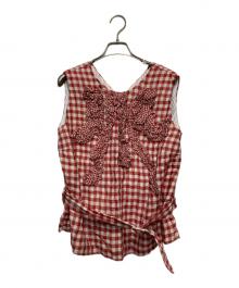 Pate a chou（パトアシュ）の古着「インドリネン二重織のフリルキャミソール」｜レッド