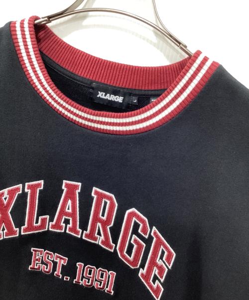 X-LARGE（エクストララージ）X-LARGE (エクストララージ) RIB LINE CREWNECK SWEAT ブラック サイズ:Lの古着・服飾アイテム