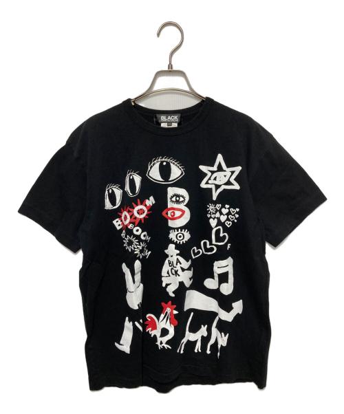 BLACK COMME des GARCONS（ブラックコムデギャルソン）BLACK COMME des GARCONS (ブラックコムデギャルソン) 綿天竺 FLIP PAGWSKI プリントTシャツ ブラック サイズ:XXLの古着・服飾アイテム