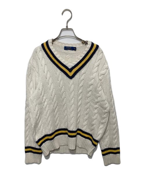 POLO RALPH LAUREN（ポロ・ラルフローレン）POLO RALPH LAUREN (ポロ・ラルフローレン) カシミヤブレンドクリケットニット ホワイト サイズ:Mの古着・服飾アイテム