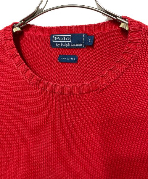 POLO RALPH LAUREN（ポロ・ラルフローレン）POLO RALPH LAUREN (ポロ・ラルフローレン) コットンニット レッド サイズ:Lの古着・服飾アイテム