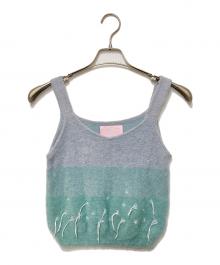 Remneh by rurumu（レムネ バイ ルルムウ）の古着「ノースリーブニット」｜スカイブルー