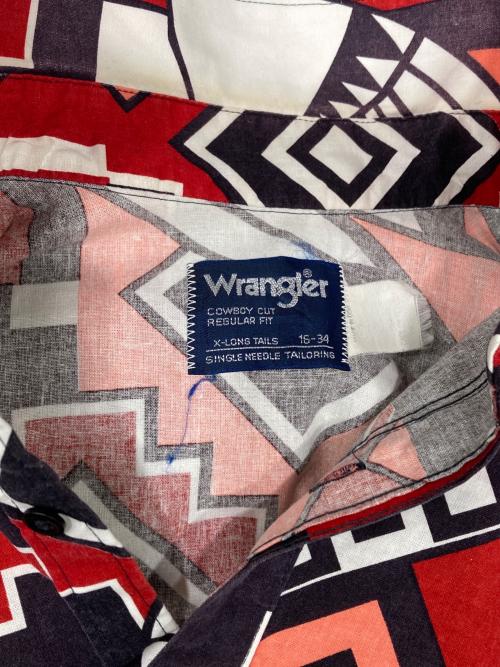 Wrangler（ラングラー）Wrangler (ラングラー) 90s ネイティブ柄ウエスタンシャツ レッド サイズ:16-34の古着・服飾アイテム