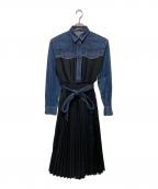 sacaiサカイ）の古着「ドッキングギャザー ロングワンピース」｜インディゴ×ブラック