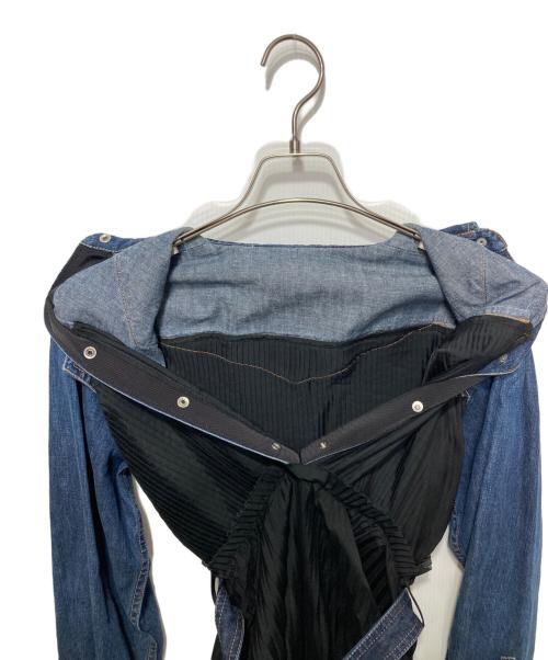 sacai（サカイ）sacai (サカイ) ドッキングギャザー ロングワンピース インディゴ×ブラック サイズ:1の古着・服飾アイテム