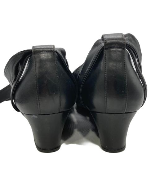 HERMES（エルメス）HERMES (エルメス) レザーリボンパンプス ブラック サイズ:サイズ刻印が消えている為不明（採寸値参照）の古着・服飾アイテム