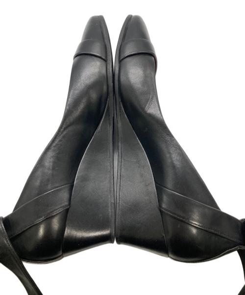 HERMES（エルメス）HERMES (エルメス) レザーリボンパンプス ブラック サイズ:サイズ刻印が消えている為不明（採寸値参照）の古着・服飾アイテム