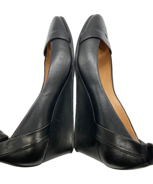 HERMES（エルメス）HERMES (エルメス) レザーリボンパンプス ブラック サイズ:サイズ刻印が消えている為不明（採寸値参照）の古着・服飾アイテム