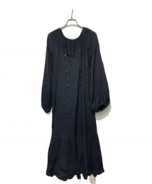 sara mallika（サラマリカ）の古着「Cotton Gauze Long Dress/コットンガーゼロングドレス」｜ブラック