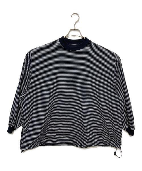 is-ness（イズネス）is-ness (イズネス) BALLOON STRIPES LONG SLEEVE T SHIRT ネイビー サイズ:Mの古着・服飾アイテム