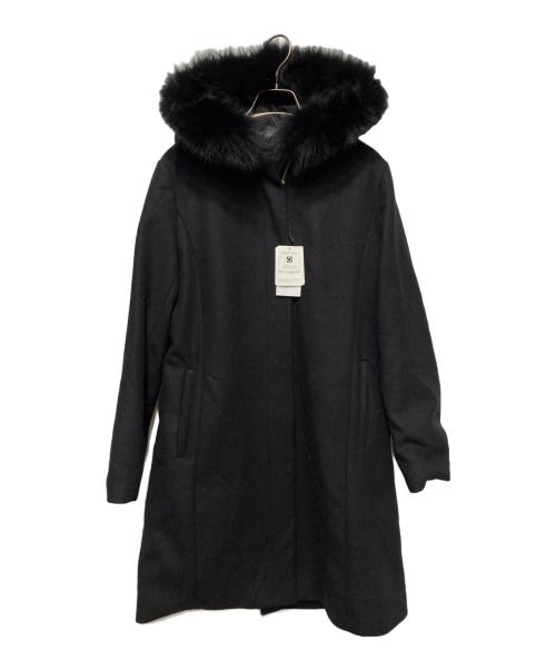 OPAQUE.CLIP（オペークドットクリップ）OPAQUE.CLIP (オペークドットクリップ) ウール混フーデットファーコート ブラック サイズ:Lの古着・服飾アイテム