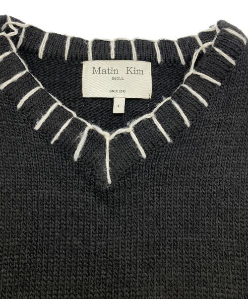 Matin Kim（マーティン・キム）Matin Kim (マーティン・キム) オーバーサイズロゴニット ブラック サイズ:freeの古着・服飾アイテム