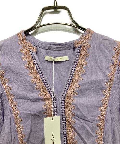 ne quittez pas（ヌキテパ）ne quittez pas (ヌキテパ) Cotton Gauze Leaf Embroidery Yoke Dress パープル サイズ:S 未使用品の古着・服飾アイテム