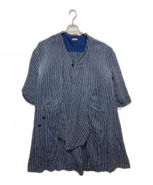 KAPITAL（キャピタル）の古着「リネンストライプカシュクールコート」｜インディゴ