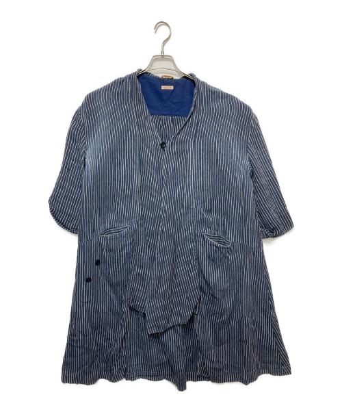 KAPITAL（キャピタル）KAPITAL (キャピタル) リネンストライプカシュクールコート インディゴ サイズ:1の古着・服飾アイテム