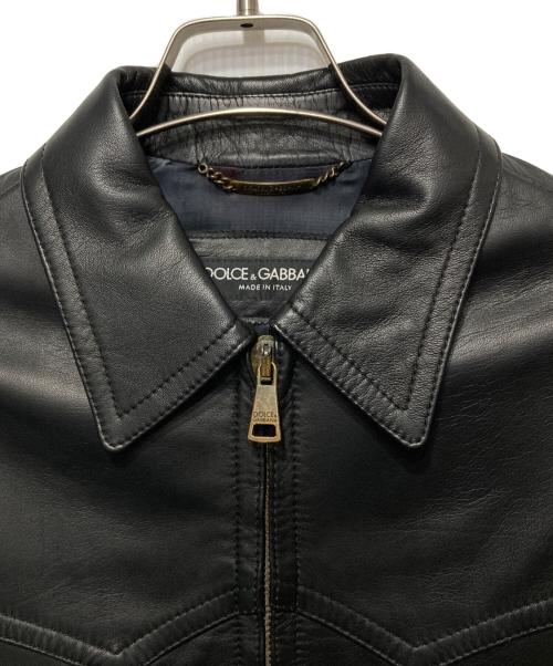 DOLCE & GABBANA（ドルチェ＆ガッバーナ）DOLCE & GABBANA (ドルチェ＆ガッバーナ) レザージャケット ブラック サイズ:44の古着・服飾アイテム