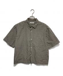 JOURNAL STANDARD（ジャーナルスタンダード）の古着「ミニ チェック クロップド 半袖 シャツ」｜ブラック×ベージュ