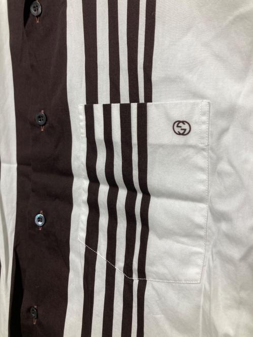 GUCCI（グッチ）GUCCI (グッチ) 半袖シャツ ホワイト×ブラウン サイズ:43/17の古着・服飾アイテム