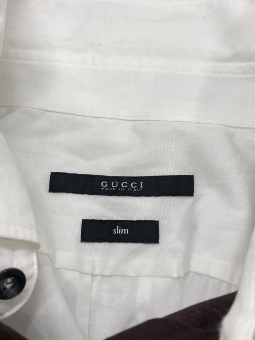 GUCCI（グッチ）GUCCI (グッチ) 半袖シャツ ホワイト×ブラウン サイズ:43/17の古着・服飾アイテム