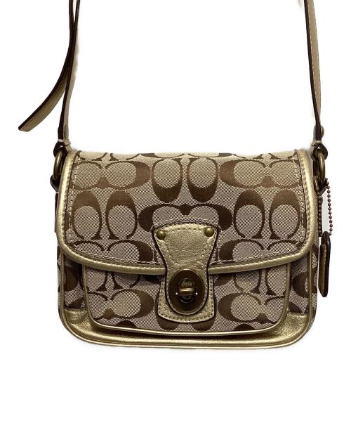 COACH（コーチ）COACH (コーチ) ターンロックシグネチャーショルダーバッグ ブラウンの古着・服飾アイテム
