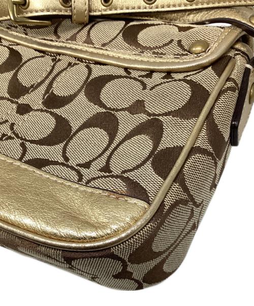 COACH（コーチ）COACH (コーチ) ターンロックシグネチャーショルダーバッグ ブラウンの古着・服飾アイテム