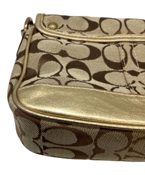 COACH（コーチ）COACH (コーチ) ターンロックシグネチャーショルダーバッグ ブラウンの古着・服飾アイテム