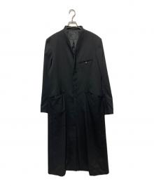 s'yte（サイト）の古着「T/W GABARDINE COLLARLESS 5-BUTTON LONG JACKET」｜ブラック