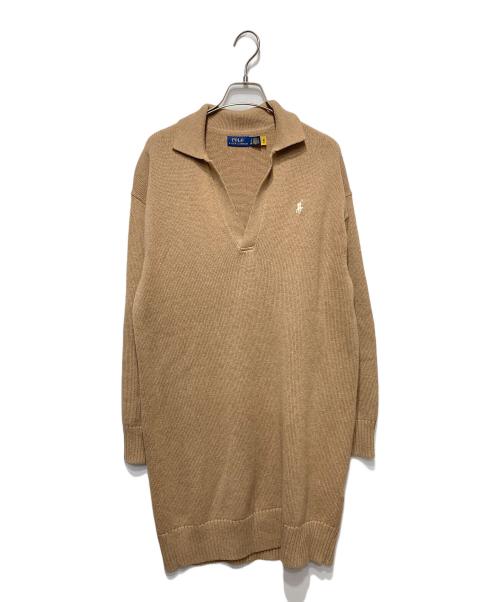 POLO RALPH LAUREN（ポロ・ラルフローレン）POLO RALPH LAUREN (ポロ・ラルフローレン) コットンウールニットワンピース ベージュ サイズ:Sの古着・服飾アイテム