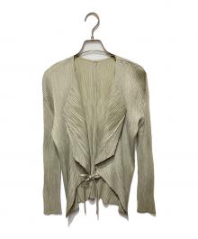 PLEATS PLEASE（プリーツプリーズ）の古着「プリーツカーディガン」｜カーキ