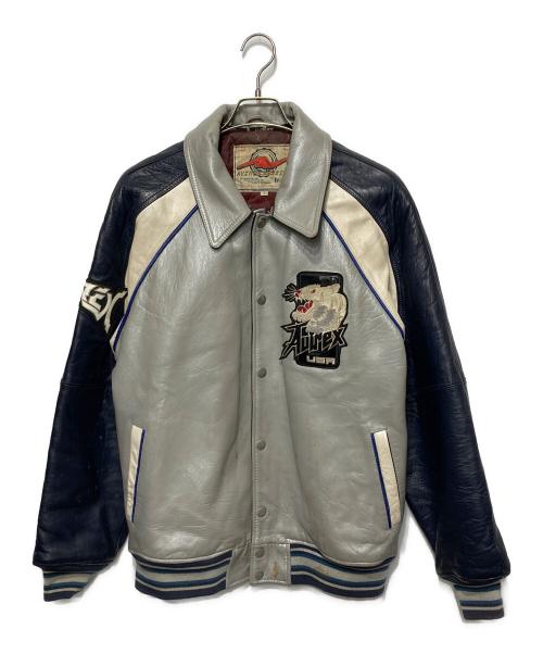 AVIREX（アヴィレックス）AVIREX (アヴィレックス) レザースタジャン グレー サイズ:Lの古着・服飾アイテム