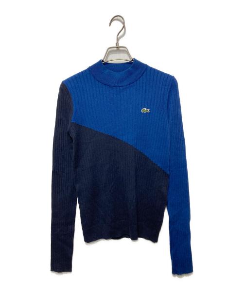 LACOSTE LIVE（ラコステライブ）LACOSTE LIVE (ラコステライブ) カシミアニットセーター 2トーン ブルー×ネイビー サイズ:38の古着・服飾アイテム