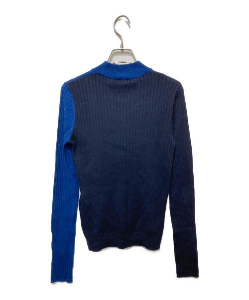 LACOSTE LIVE（ラコステライブ）LACOSTE LIVE (ラコステライブ) カシミアニットセーター 2トーン ブルー×ネイビー サイズ:38の古着・服飾アイテム