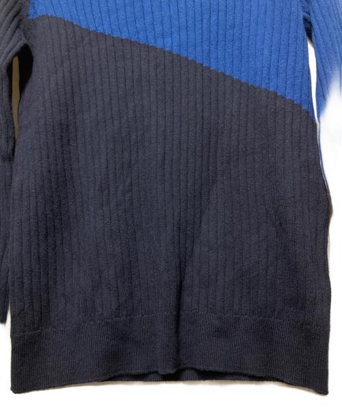 LACOSTE LIVE（ラコステライブ）LACOSTE LIVE (ラコステライブ) カシミアニットセーター 2トーン ブルー×ネイビー サイズ:38の古着・服飾アイテム