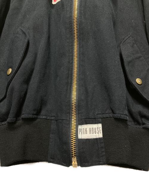 PINK HOUSE（ピンクハウス）PINK HOUSE (ピンクハウス) テディワッペンブルゾン ブラック サイズ:記載なし/採寸参照の古着・服飾アイテム