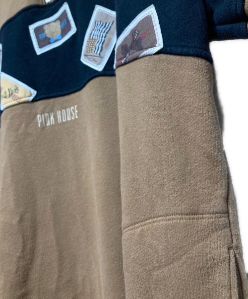 PINK HOUSE（ピンクハウス）PINK HOUSE (ピンクハウス) ロゴワッペンスウェットワンピース ブラウン サイズ:記載なし/採寸参照の古着・服飾アイテム