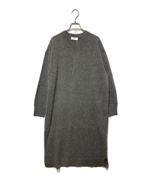 KAGURE（カグレ）kagure (カグレ) Vネックウールニットワンピース グレー サイズ:Freeの古着・服飾アイテム