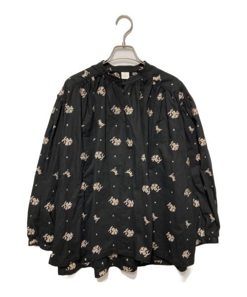 KAGURE（カグレ）kagure (カグレ) クロスステッチスモックブラウス ブラック サイズ:FREEの古着・服飾アイテム