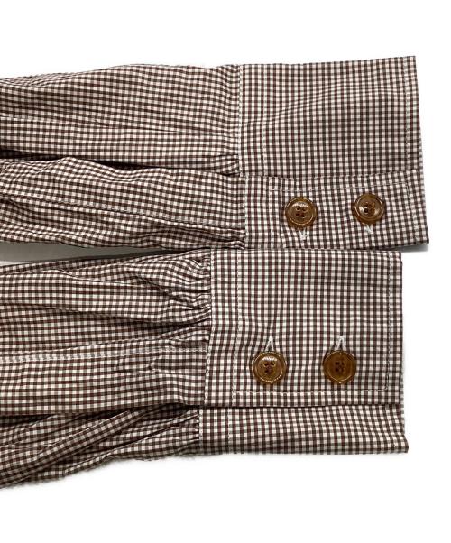 Vivienne Westwood（ヴィヴィアンウエストウッド）Vivienne Westwood (ヴィヴィアンウエストウッド) 変形チェックシャツ ブラウン×ホワイト サイズ:40の古着・服飾アイテム