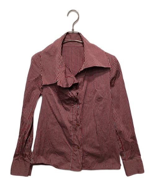 Vivienne Westwood RED LABEL（ヴィヴィアンウエストウッドレッドレーベル）Vivienne Westwood RED LABEL (ヴィヴィアンウエストウッドレッドレーベル) ストライプ変形シャツ レッド サイズ:1の古着・服飾アイテム