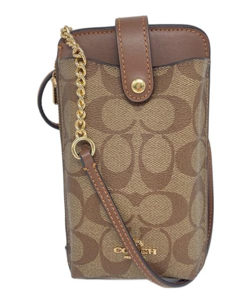 COACH（コーチ）COACH (コーチ) ノース／サウス フォーン クロスボディ シグネチャー キャンバス ブラウンの古着・服飾アイテム